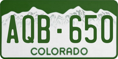 CO license plate AQB650