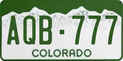 CO license plate AQB777