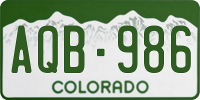CO license plate AQB986