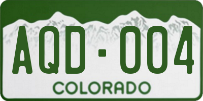 CO license plate AQD004