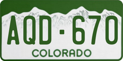 CO license plate AQD670