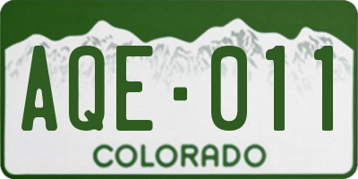 CO license plate AQE011