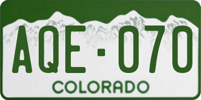 CO license plate AQE070