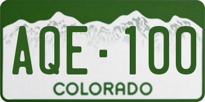 CO license plate AQE100