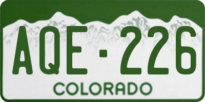 CO license plate AQE226