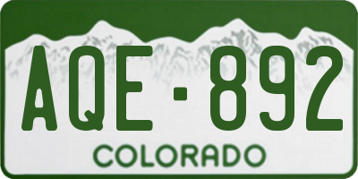CO license plate AQE892