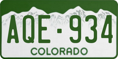 CO license plate AQE934