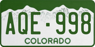 CO license plate AQE998