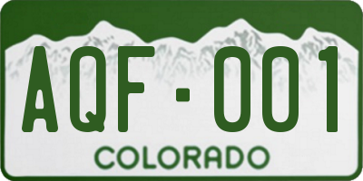 CO license plate AQF001