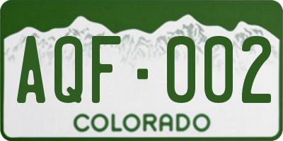 CO license plate AQF002