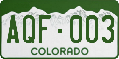 CO license plate AQF003