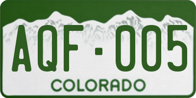 CO license plate AQF005