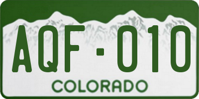 CO license plate AQF010