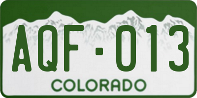 CO license plate AQF013