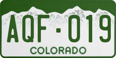 CO license plate AQF019