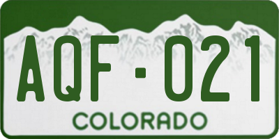 CO license plate AQF021