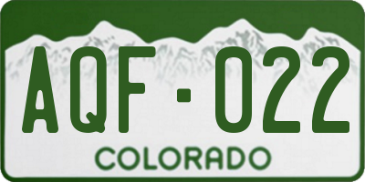 CO license plate AQF022