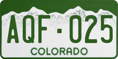 CO license plate AQF025