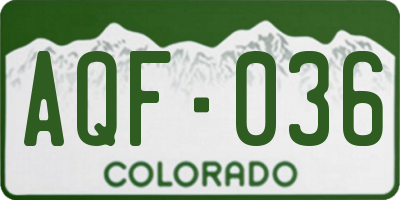 CO license plate AQF036