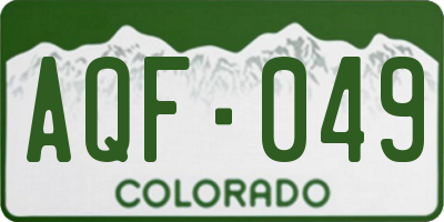 CO license plate AQF049