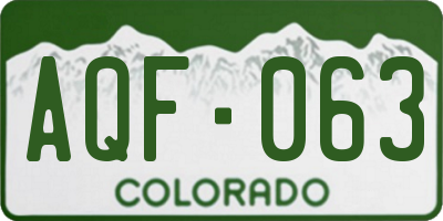 CO license plate AQF063