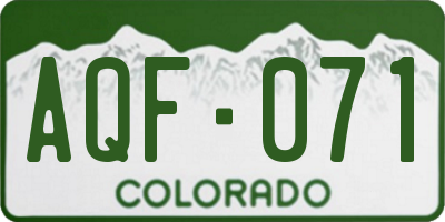 CO license plate AQF071