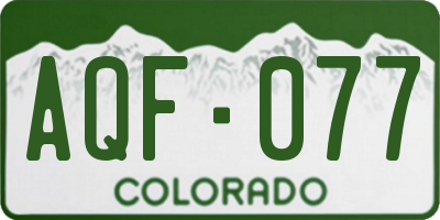 CO license plate AQF077