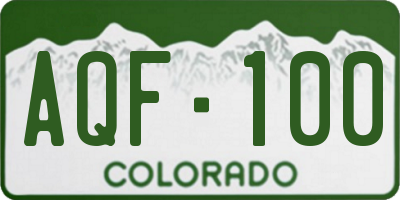 CO license plate AQF100