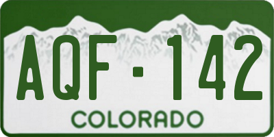 CO license plate AQF142