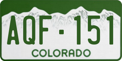 CO license plate AQF151