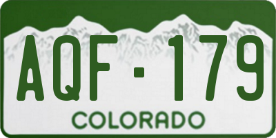 CO license plate AQF179