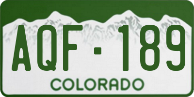 CO license plate AQF189