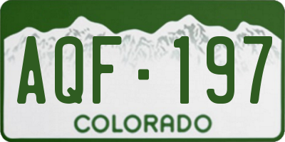 CO license plate AQF197