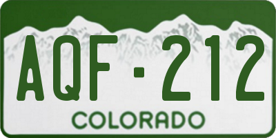 CO license plate AQF212