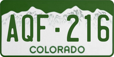 CO license plate AQF216