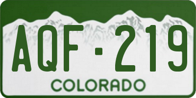 CO license plate AQF219