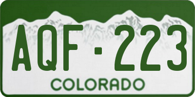 CO license plate AQF223