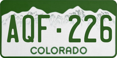 CO license plate AQF226