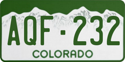 CO license plate AQF232