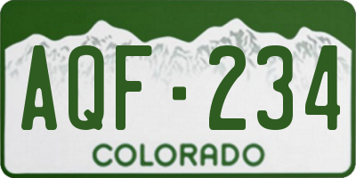 CO license plate AQF234