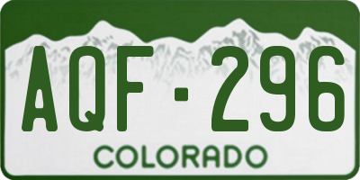 CO license plate AQF296