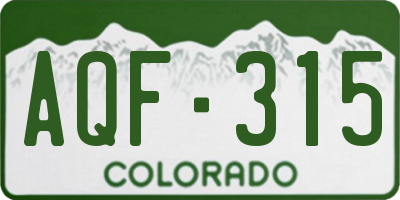 CO license plate AQF315