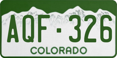 CO license plate AQF326