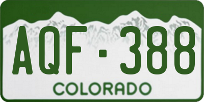 CO license plate AQF388