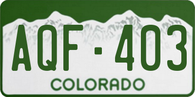 CO license plate AQF403