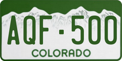 CO license plate AQF500