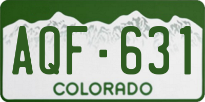 CO license plate AQF631