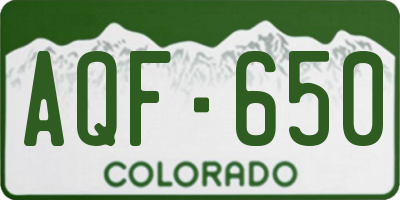 CO license plate AQF650