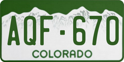 CO license plate AQF670