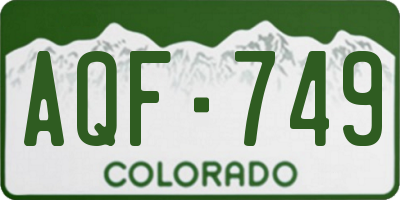 CO license plate AQF749